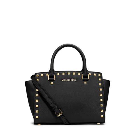 michael kors selma medium studded satchel black|Michael Kors selma bag.